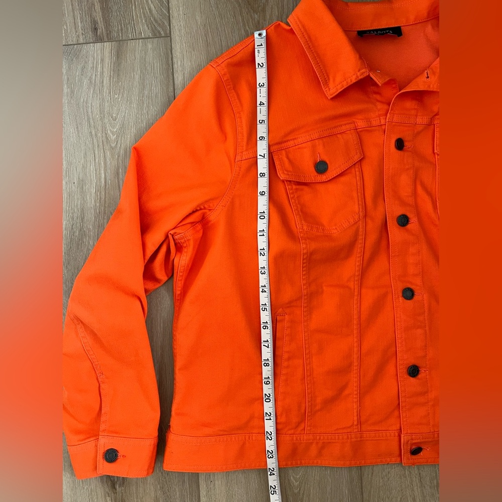 Talbots Orange Classic Denim Jacket Euc - image 6